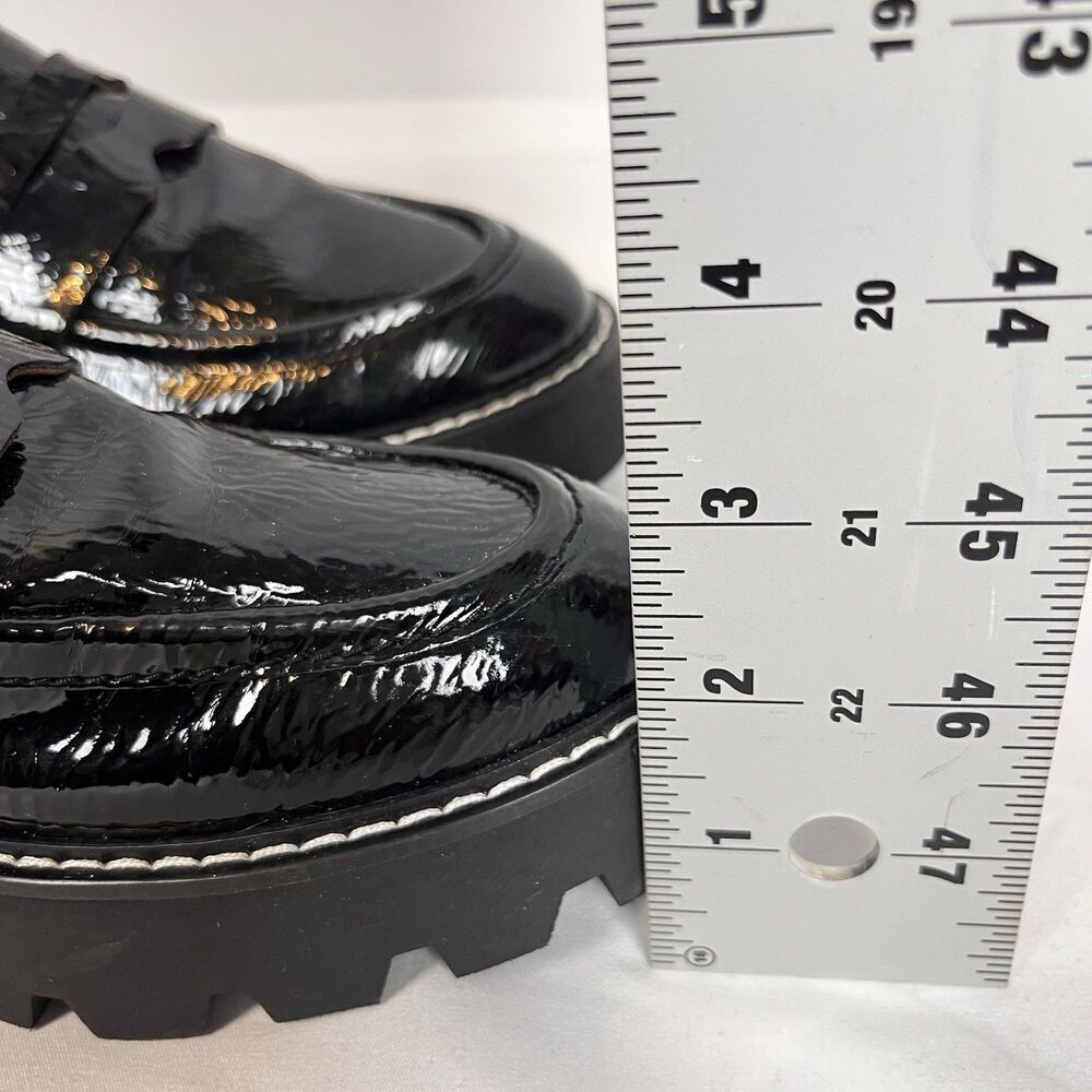 Franco Sarto Black Patent Loafers Lug Sole Preppy Academia Chic Size 8.5 - Picture 10 of 11